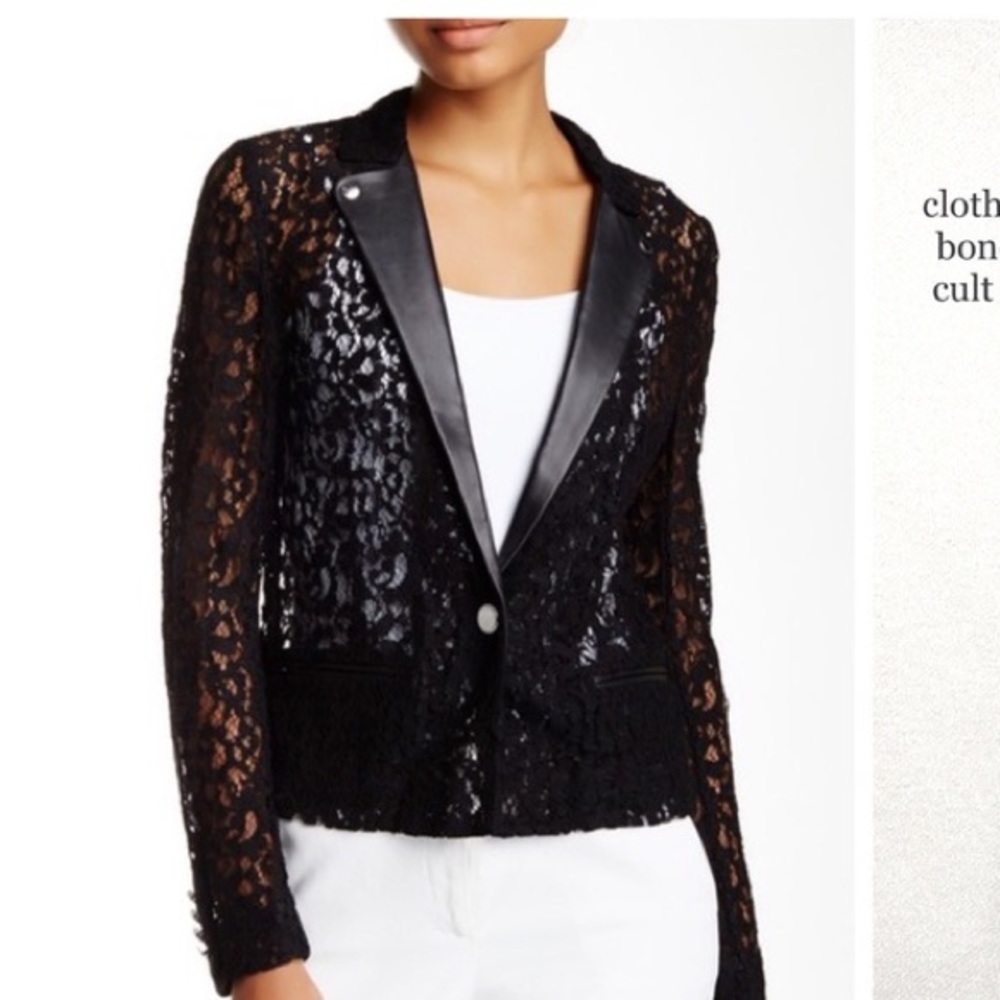 THE KOOPLES Lace Leather Trim Jacket S
